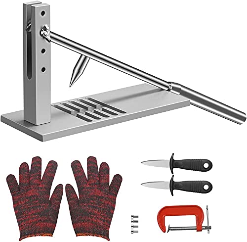 H HUKOER Oyster Shucker Tool Set, Oyster Shucking Knife Set,Oyster Opener Tool Set,with Gloves Seafood Tools,Oyster Knife Stainless Steel