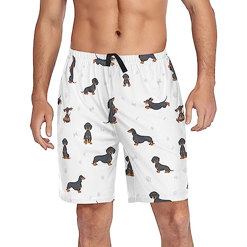 vvfelixl Men's Pajama Bottoms Black Dachshunds Pajama Shorts for Mens Lounge Pajama Pants with Drawstring Sleeping Shorts for Men XL