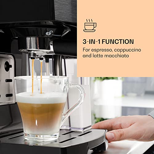 Klarstein 1,4 L Siebträgermaschine für 2 Tasse Kaffee, Mini Espressomaschine mit Milchschäumer, 20 Bar Siebträger Kaffeemaschine Klein, Gute Espresso Kaffeemaschine, Edelstahl-Espressomaschinen 1450 W – Bild 6