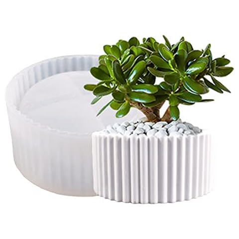 NINEXY Round Striped Silicone Mold for Flower Pots and More Cover