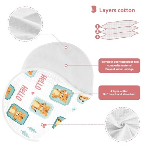 2 Pack Muslin Burp Cloths Leopards Heart White Cotton Baby Burp Cloths Ultra Absorbent and Soft Spit Up Rags for Newborn Boys Girls, Large 22" x 11"3