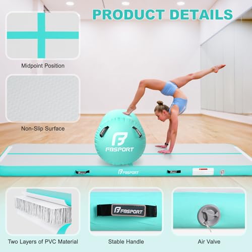 Tapis de gym gonflable vert de 4 mètres avec rouleau de tumbling robuste