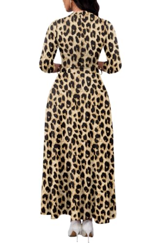 Image of FANDEE Women's Maxi Dresses V Neck 3 /4 Sleeve Long Dress with Pockets