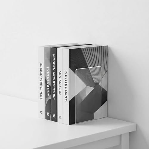 Image of oddpod Acrylic Clear Bookends for Office Decor /Book Shelf /Living Room /Home Decor 2101 - Transparent (2 Pcs)