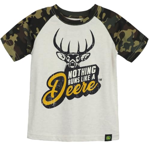 John Deere Oatmeal Camo Short Sleeve Nothing Runs Like a Deere Buck T-Shirt Sizes 5, 6, 7, 8, 10/12, 14/16