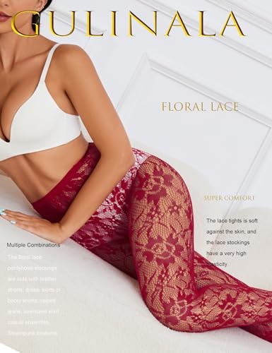 Image of Lace Tights Lace Stockings Sunflower Fishnet Stockings for Women Leggings Floral Pantyhose
