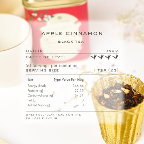Image of Makaibari Holiday Edition : Apple Cinnamon Black Tea | Premium Black Tea | Anti-Oxidants, Immunity Booster | Tin Caddy | 50g