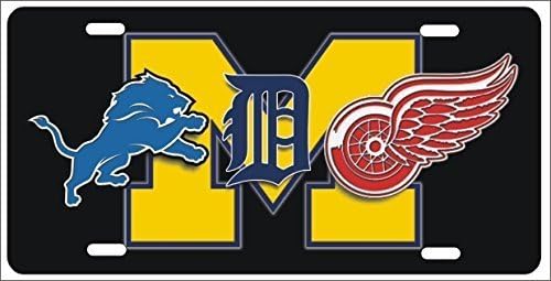 Pipabo Detroit Michigan Sport Teams Combined Logos Novelty Popular Custom Car License Plate 12" X 6"