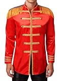 Agoky Mens Hippie Music Star 1960s Xmas SGT Sergeant Pepper Jacket Halloween Costumes Red Small