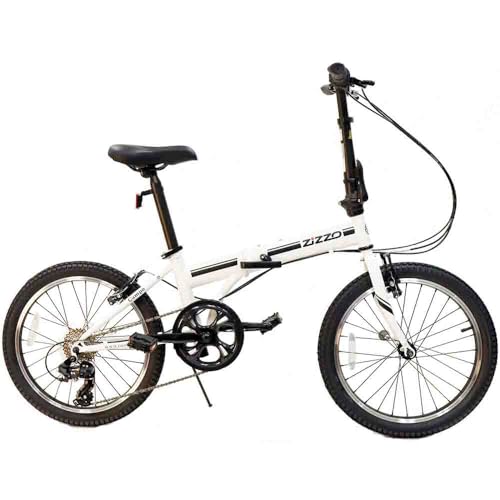 ZiZZO Campo 20 inch Folding Bike with 7-Speed, Adjustable Stem, Light Weight Frame (White)