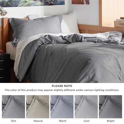 Image of Bedsure Twin /Twin XL Duvet Cover, Soft Double Brushed Bedding Set, Grey | For Kids & Adults, 68 inchx90 inch Comforter Cover, Hotel Luxury, All Season, Breathable, Easy Care, Lightweight, Zipper Closure