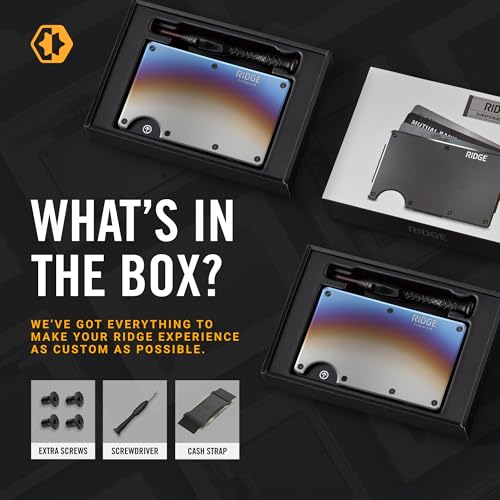 Image of The Ridge Men's Minimalist Titanium Metal RFID Blocking Slim Wallet with Cash Strap (Burnt Titanium)