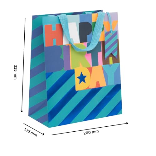 Glick Große Geschenktüte, Vivid Cobalt, 315 x 260 x 135 mm, Luxuriöse recycelbare Tasche für Geburtstage & Feiern