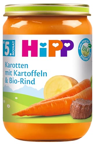 HiPP Karotten mit Kartoffeln und Bio-Rind, 6er Pack (6 x 190 g)