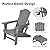 LETKIND Folding Adirondack Chair with Retractable Ottoman,All Weather Fire Pit Chairs with Cup Holder,Grey