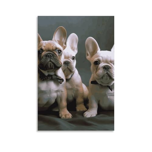 Tableau bouledogue français chiot pour créer une ambiance cocooning de chambre