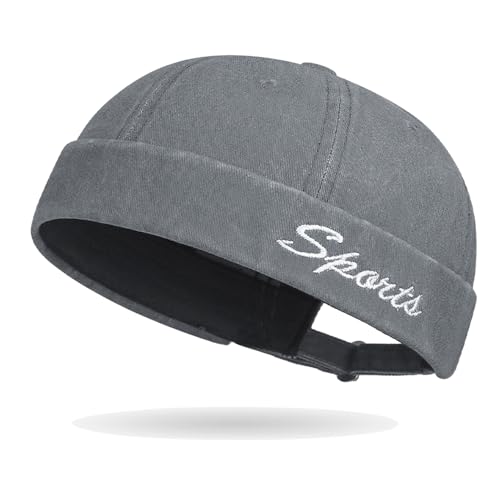 Image of Classic Vintage Style Solid Color Sailor brimless Skull hat Casual Washed Cotton Rolled Cuff Harbour Hat