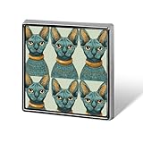 Broche carrée humoristique Sphinx Chats, 1,8 cm, accessoire de mode pour hommes et femmes.