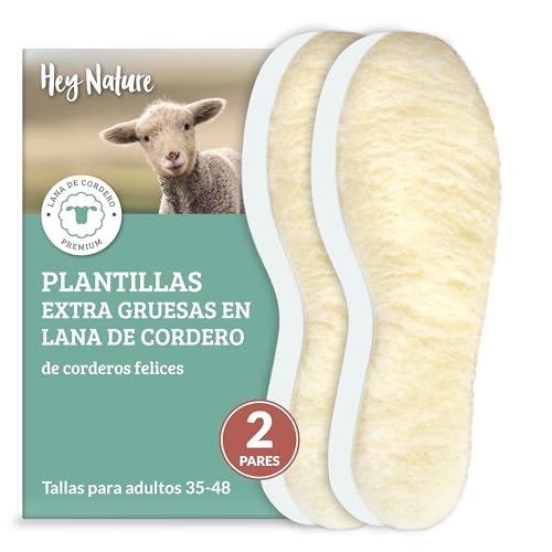 Hey Nature 2 pares plantillas termicas mujer y hombre, plantillas de lana borreguito. Plantillas hombre y mujer - calentador pies natural. Plantilla termica más eficiente que plantillas calefactables.