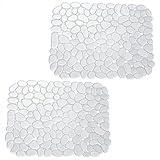 2 Pcs Sink Protector Mat, Cuttable 40x30cm Clear Kitchen Sink Mat for Belfast Sink Protector, Fast Draining Board Mats for Dishes, Glassware, Ceramic & Stainless Steel Sink