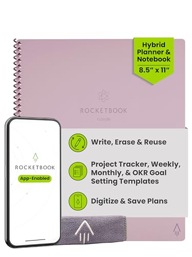 Image of Rocketbook Planner & Notebook, Fusion : Reusable Smart Planner & Notebook | Improve Productivity with Digitally Connected Notebook Planner | Dotted, 8.5 inch x 11 inch, 42 Pg, Pink