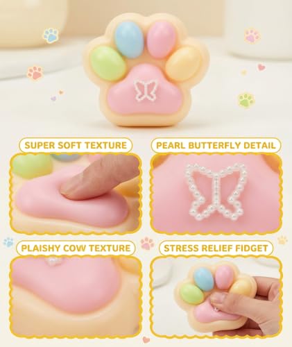 Image of 3PCS Taba Squishy Cat Paw, Taba Squishy for Relaxing Sensory Fidget Pinch Family for Kids Cat Paw Squeeze Cute Beautiful Cat Paw (Colorful)