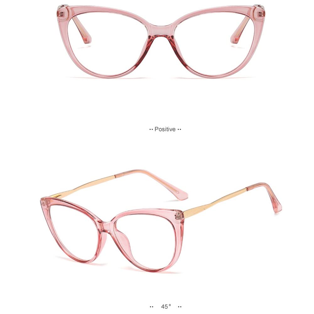 FREAZE 1,5 occhiali da lettura con occhio di gatto, montatura grande, alla moda, per la lettura, unisex, per computer, anti-stanchezza (colore: rosa, dimensioni: 2,0X)