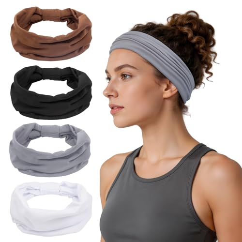 Headbands for Women, Non Slip Workout Headband Wide Sport Head Bands 4PCS