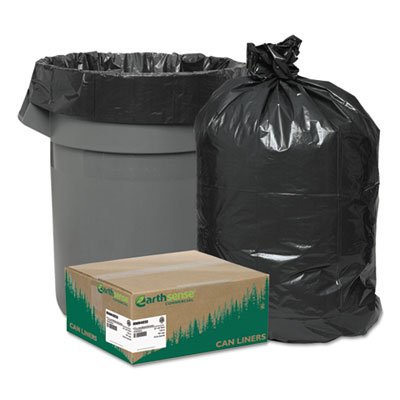 Recycled Can Liners, 40-45gal, 1.25mil, 40 x 46, Black, 100/Carton (7 Cartons)