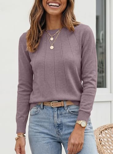 Image of SHEWIN Womens Sweaters 2026 Casual Crewneck Long Sleeve Lightweight Knit Pullover Sweater Tops Fall Clothes