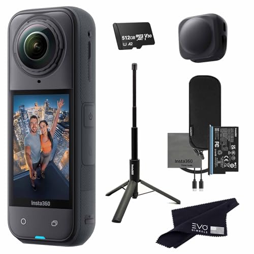 Image of Insta360 X5 Tripod Selfie Stick Bundle -8K Waterproof 360 Action Camera with 1 /2 inch Sensors, 8K 360 HDR Video,Perfect for Matterport 360 House Tour|Bundle Includes Tripod Selfie Stick, Lens Cap(512GB)