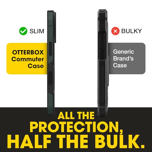 Image of OtterBox iPhone 17 Pro Max (Only) - Commuter Series Case - Built-in MagSafe - Thin, Dual-Layer, Pocket-Friendly, Port Cover - Forest Night (Black /Green)