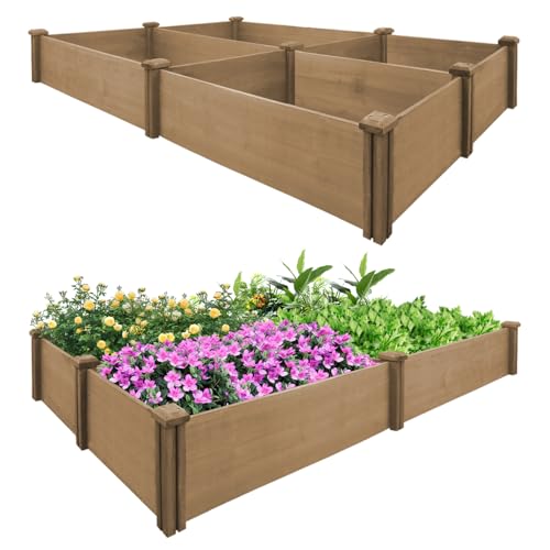 PetsCosset 8x2Ft Raised Garden Bed – Planter Box for Outdoor Plants, Fir Wood Garden Beds for Vegetable, Herb, and Flower Cultivation – Easy Assemble 8x2Ft 1 PCS