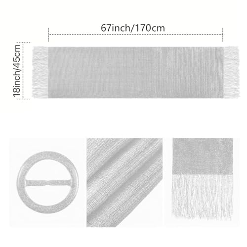 Funkelnde metallische Tücher und Wickel, Schimmernder Schals und Wraps mit Fransen Schal Silberner Schal für die Abendparty Formale Kleider Hochzeit Brautjungfer (mit kostenloser Schalschnalle)