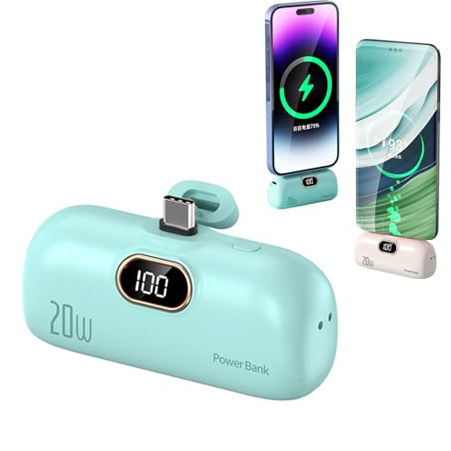 10000mAh Mini Portable Charger Power Bank for Phone, Portable Charger Power Bank for iphone (Green,for Type-C)