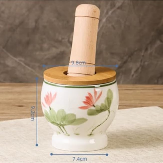 Mortar and Pestle Set Old-Fashioned Pestle Set Garlic Mortar Household Garlic Pounder Ceramic Grinding Pounder Seasoning Spice Tools