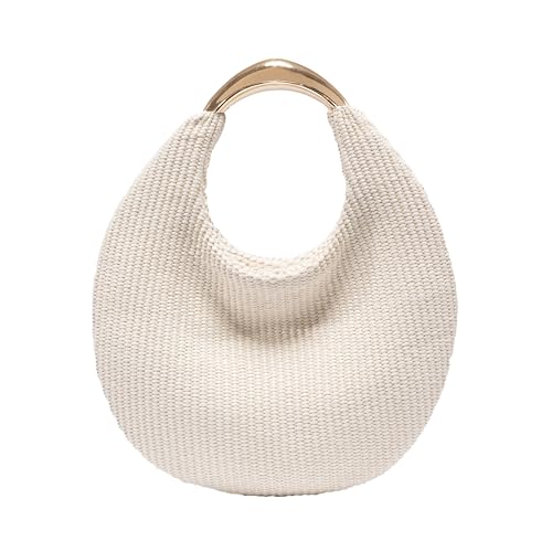 Straw Bag for Women Crescent Bag, Boho Chic Summer Beach Braided Tote Purse Lightweight & Stylish Top Handle Handbag