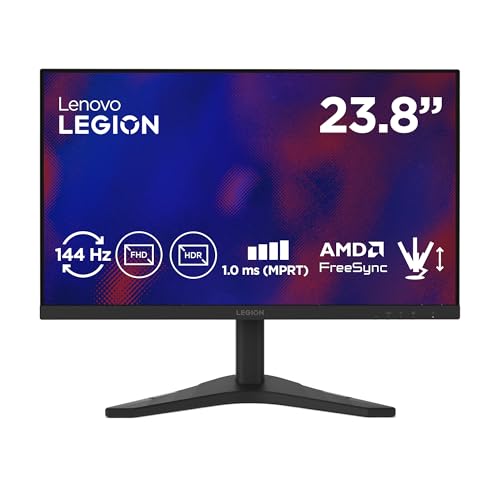 Lenovo Legion R24s | 24' Full HD Gaming Monitor | 1920x1080 | 16:9 | 144Hz | 1ms Reaktionszeit | HDMI | DisplayPort | IPS-Panel | Standfuß | Entspiegelt | TÜV Augenschutz | schwarz | 3.5. kg
