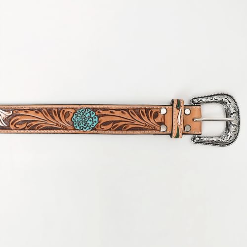 American Darling Extra Large Beautifully Hand Tooled Brown Genuine Leather Belt Men and Women Western with Removable Buckle3