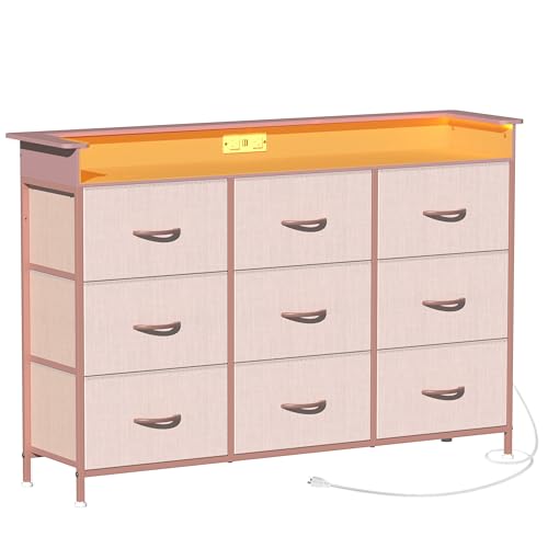 EXOTICA Pink Dresser with LED Light for Girls Bedroom 9