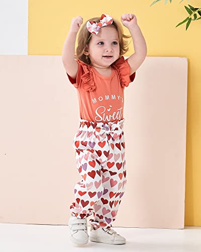 0-3 Months Baby Girl Clothes Infant Newborn Girl Outfits Ruffle Sleeve Top Heart Pant Set Baby Girl Summer Clothes 0 3 Months #TOP2