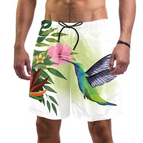 Short de plage oiseaux exotiques colibri fleurs tropicales JDEZ hommes