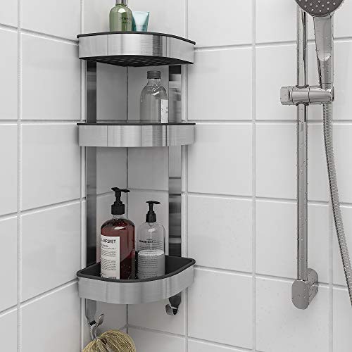Étagère d'angle murale BROGRUND en acier inoxydable finition brossée durable ProTuning 19x58cm - 3