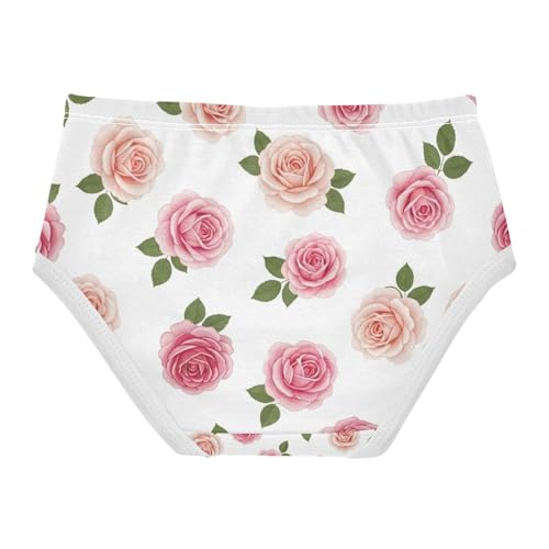 Kids Underwear, Vintage Pink Roses Toddler Briefs, Cotton Underwear Girls, 2T–8 Years2