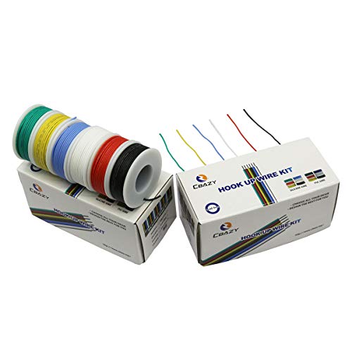Cbazy™ Hook Up Wire Kit (Stranded Wire Kit) 26 Gauge Flexible Silicone Rubber Electric Wire 6 Colors 32.8 Feet Each 26 Awg #TOP5