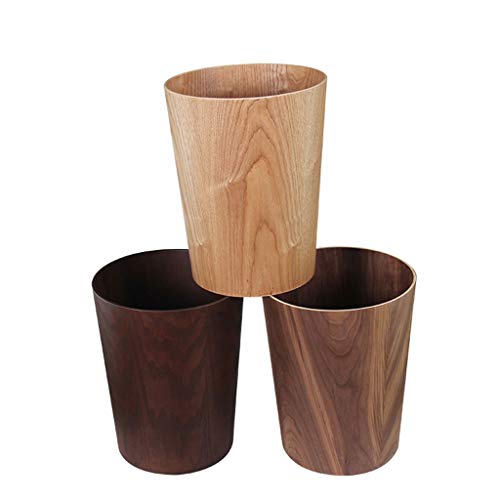 Vuilnisbakken Niet-overdekte houten vuilnisbak met grote opening eenvoudige ronde vatvormige afvalpapier mand Woonkamer… - Image 7