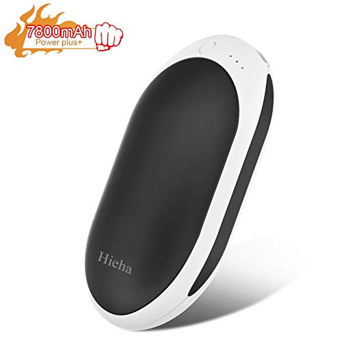 Hieha Chauffe-Mains avec Mobile Power Bank, Chauffage Electrique réutilisable Main 7800 mAh Rechargeable USB Chauffe-Mains 2 en 1 (Noir)