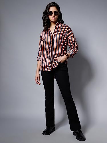Image of High Star Women Oversized Striped Cotton Casual Shirt