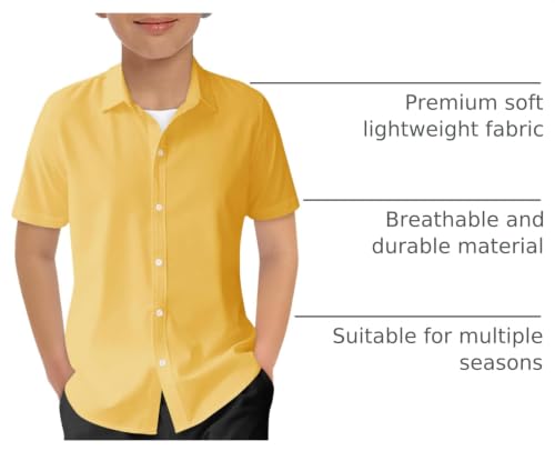 Image of Haloumoning Boys Short Sleeve Dress Shirts Button Down Formal Uniform Shirt