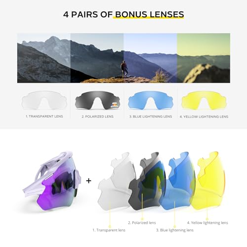 Image of Cycling Glasses, TR90 Unbreakable Frame Polarized Anti-UV400 Sports Sunglasses